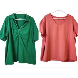 Lot of 2 Women's Northcrest Venezia Shirt Top Layer Plus Size 4X T-shirt Shirts